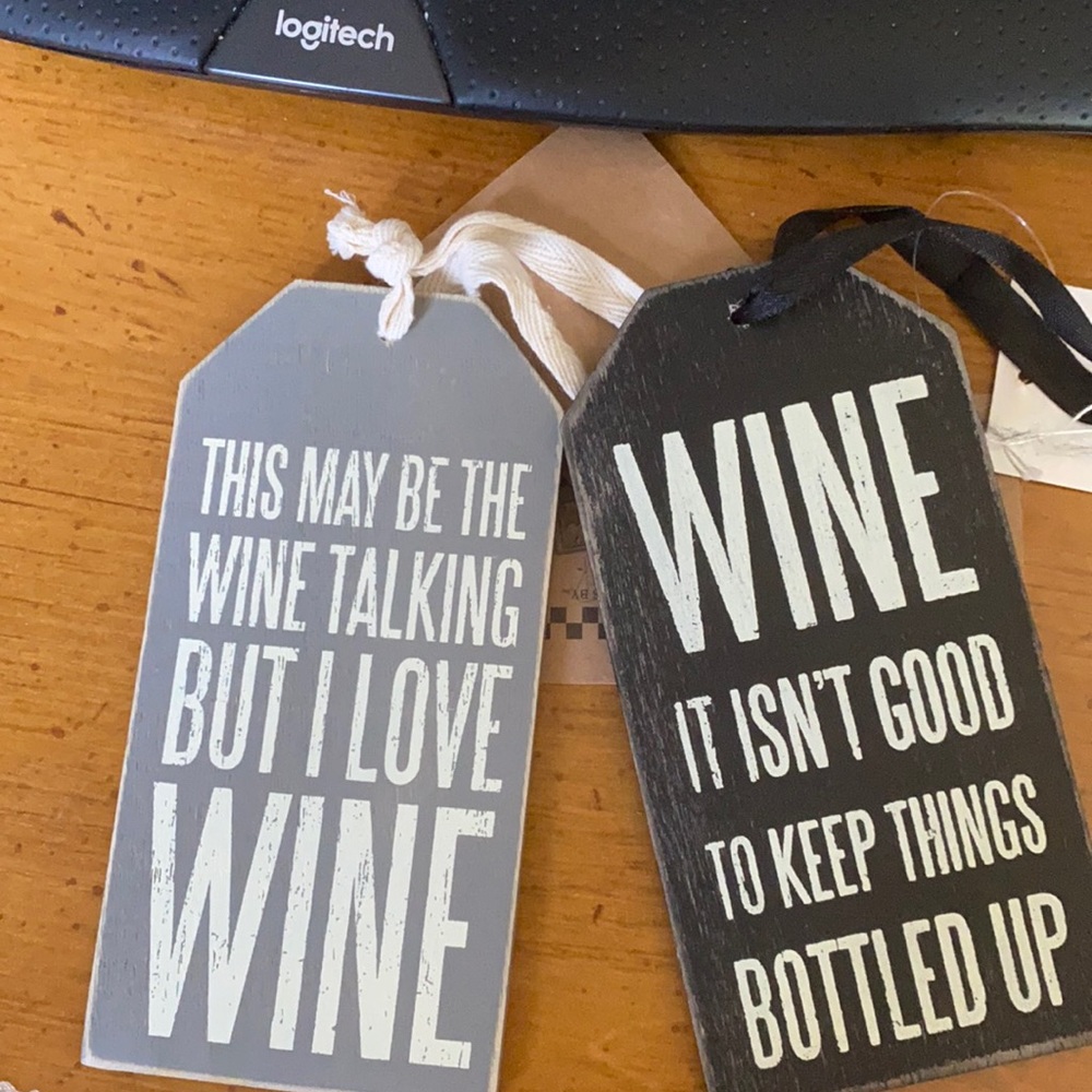 Primitive wooden wine tags